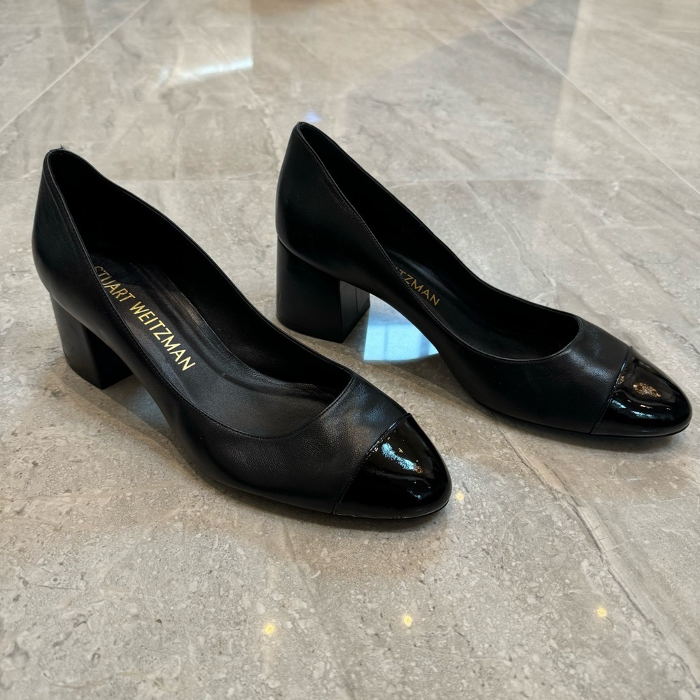 Stuart Weitzman Black Block Heel Pumps